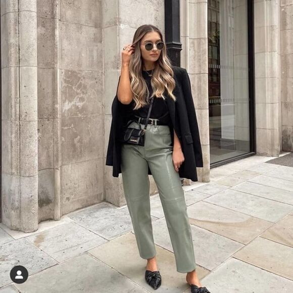 Mango Faux Leather Pants Blogger Favorite High Waist - Picture 9 of 9